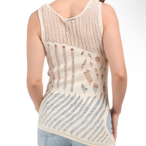 ZARA Ecru Tan Open Knit Tank Top Size Medium NWT - Picture 2 of 7